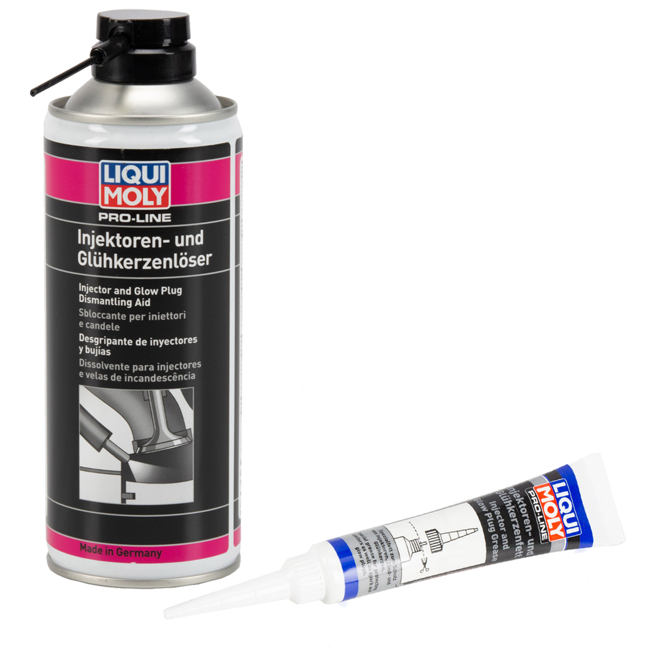 LIQUI MOLY PRO-LINE Injektoren Glühkerzenlöser 400ml + Glühkerzenfett Montagefett 20g Set