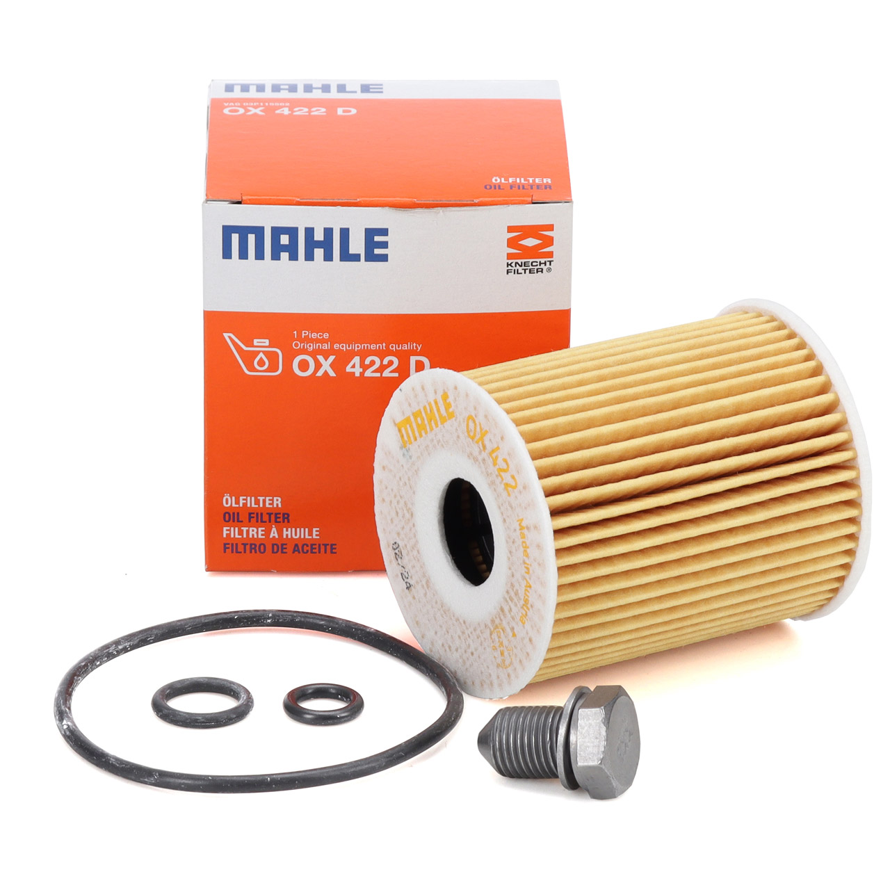 MAHLE OX422D Ölfilter + Schraube VW Polo 5 SEAT Ibiza 4 Fabia 2 Roomster 1.2 TDI 75 PS