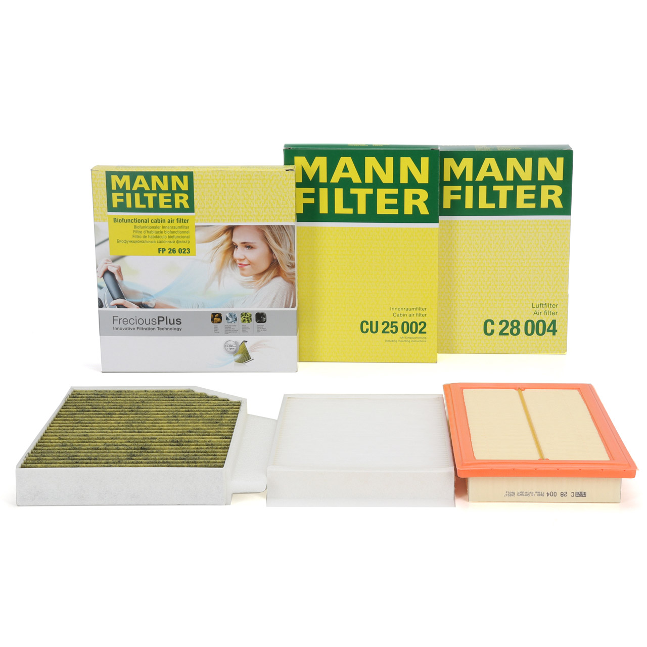 MANN FreciousPlus Innenraum + VORFILTER + Luftfilter MERCEDES W205 W213 X/C253 M274