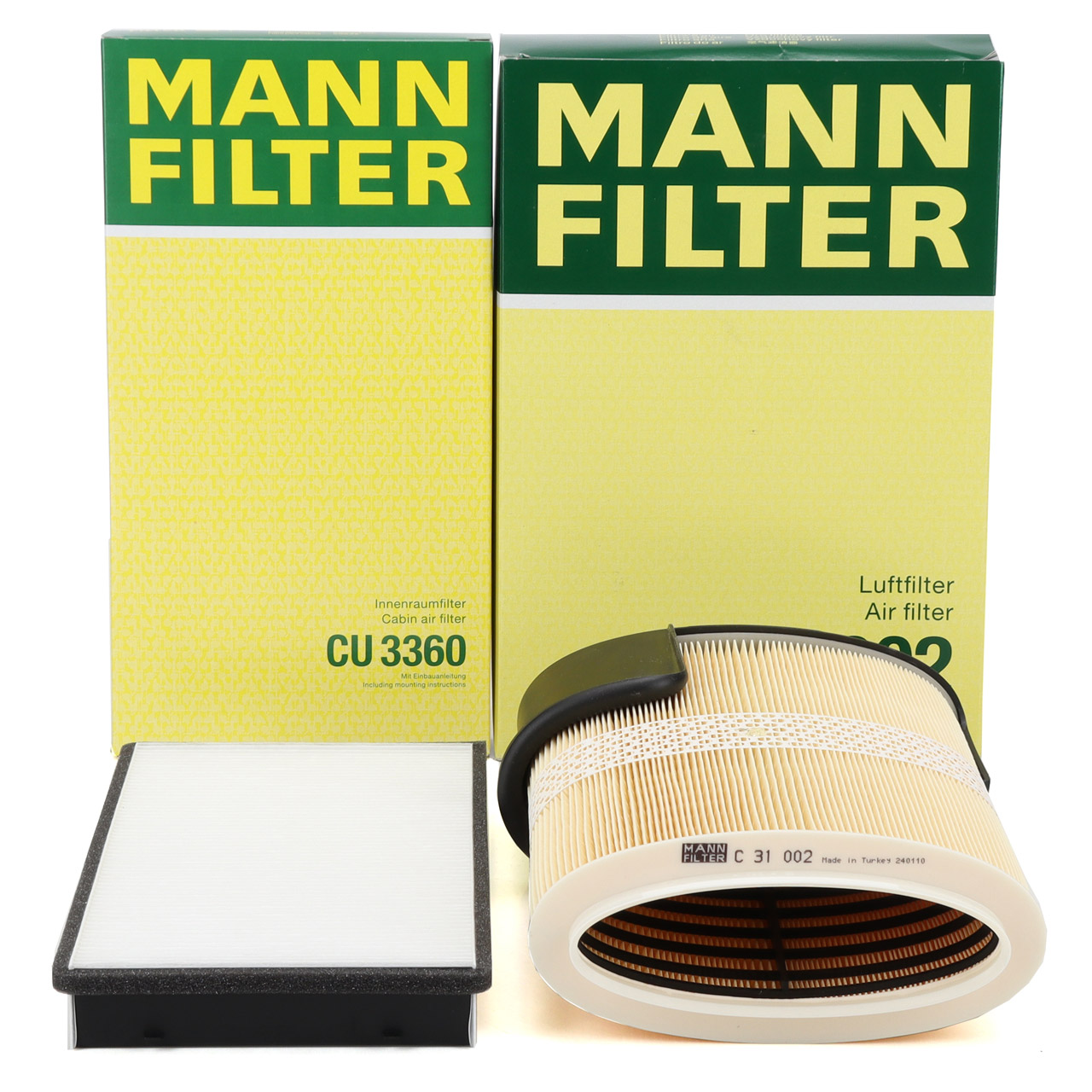 MANN Innenraum + Luftfilter PORSCHE Boxster Cayman (986 987) 2.7 S 3.2 / 3.4 204-303 PS