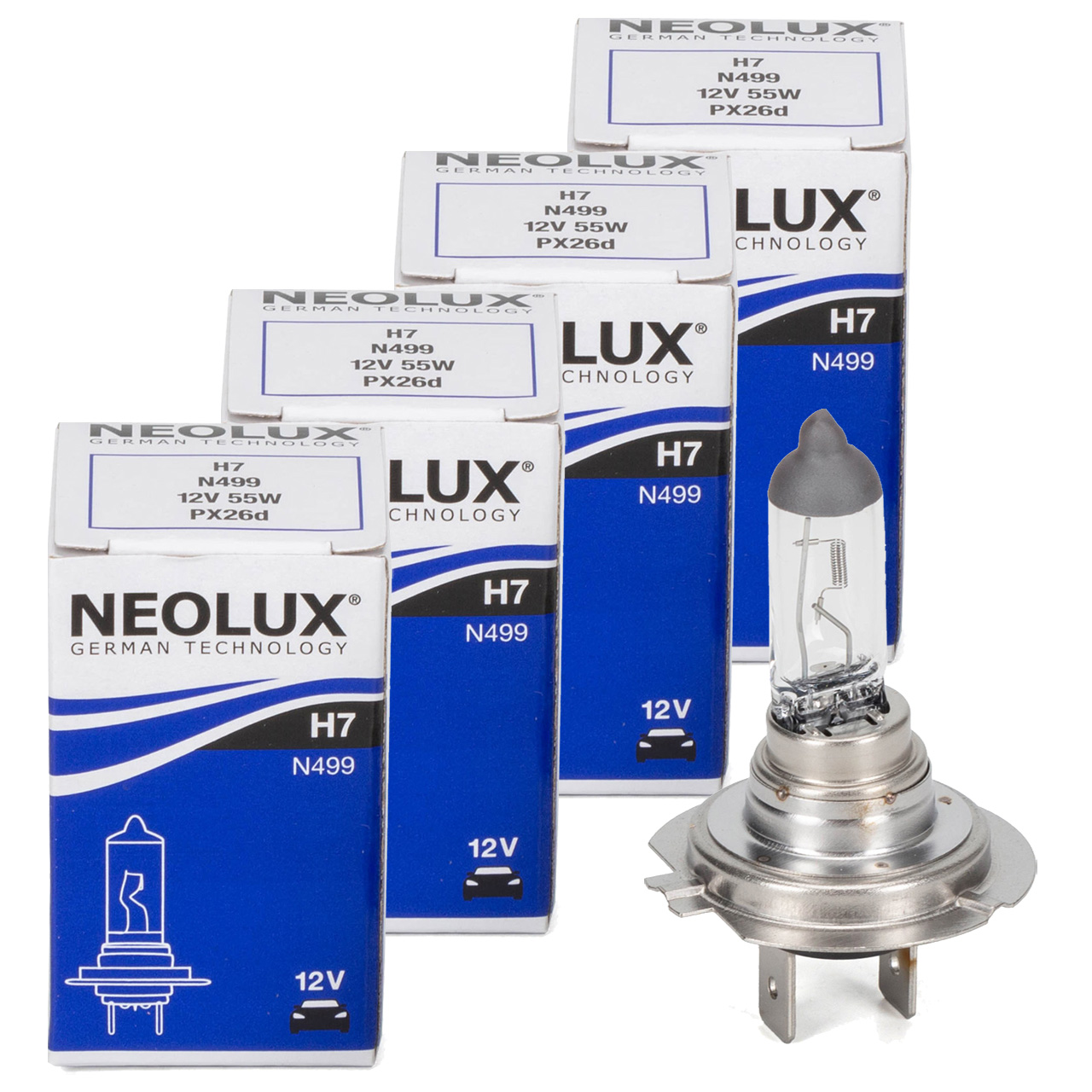 4x NEOLUX N499 Glühlampe Halogenlampe Scheinwerfer H7 12V 55W PX26d