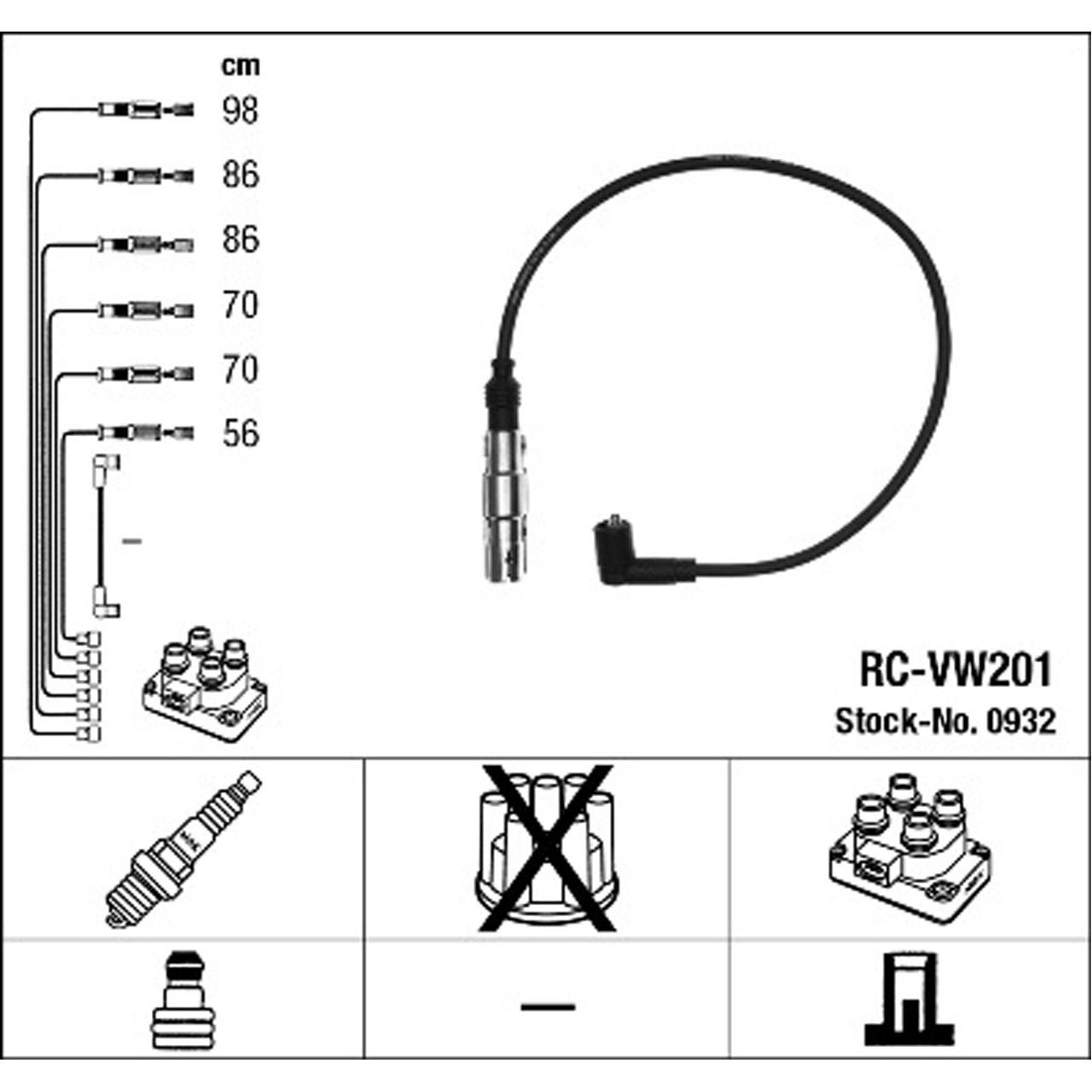 NGK 0932 RC-VW201 Zündkabelsatz Zündleitungssatz