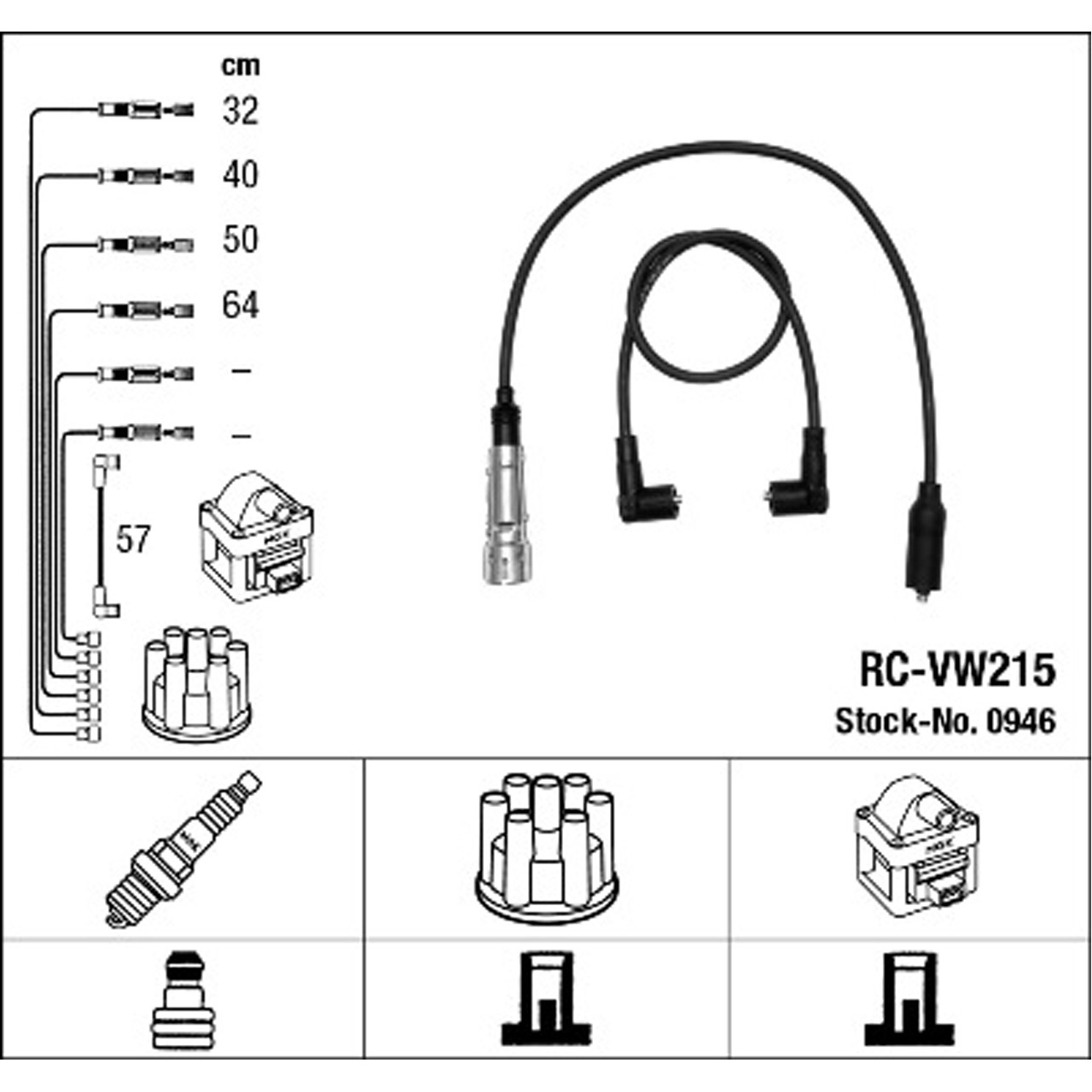 NGK 0946 RC-VW215 Zündkabelsatz Zündleitungssatz