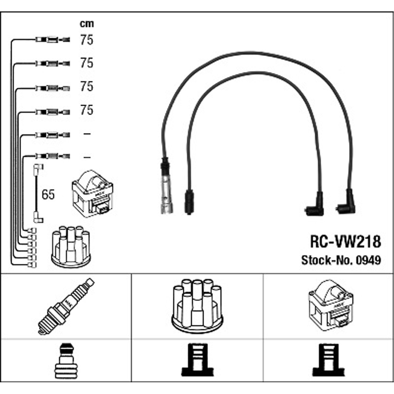 NGK 0949 RC-VW218 Zündkabelsatz Zündleitungssatz