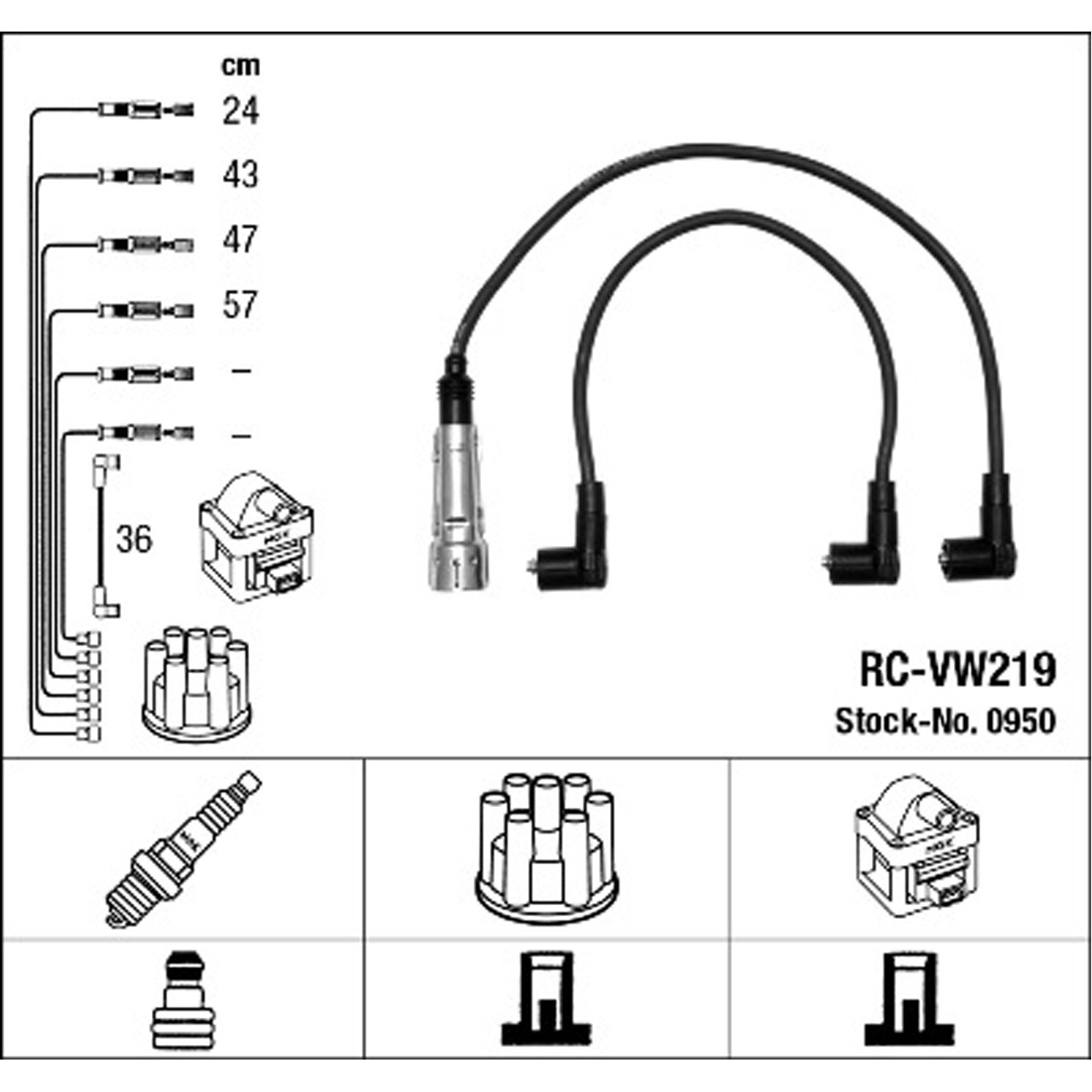 NGK 0950 RC-VW219 Zündkabelsatz Zündleitungssatz