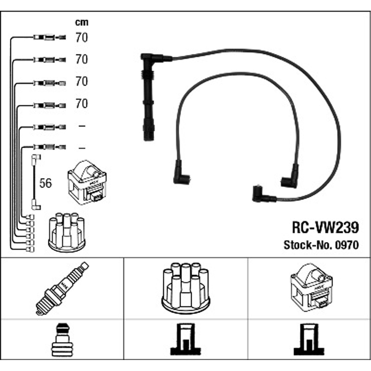 NGK 0970 RC-VW239 Zündkabelsatz Zündleitungssatz