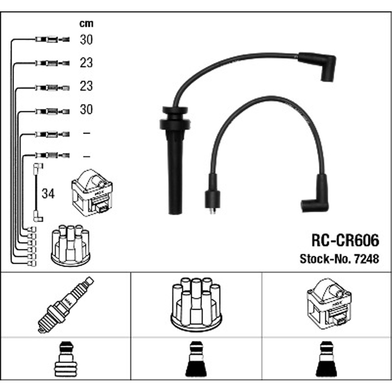 NGK 7248 RC-CR606 Zündkabelsatz CHRYSLER PT Cruiser Voyager 4 (RG, RS) 2.4 EDZ