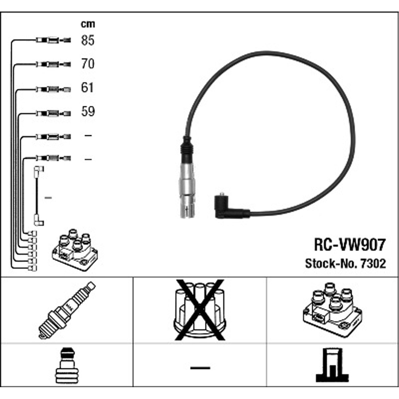 NGK 7302 RC-VW907 Zündkabelsatz Zündleitungssatz