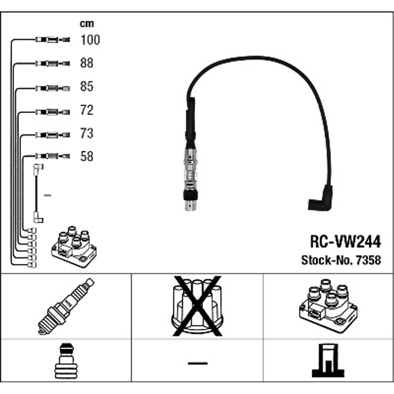 NGK 7358 RC-VW244 Zündkabelsatz Zündleitungssatz