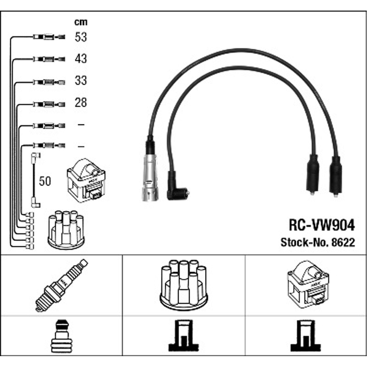 NGK 8622 RC-VW904 Zündkabelsatz Zündleitungssatz