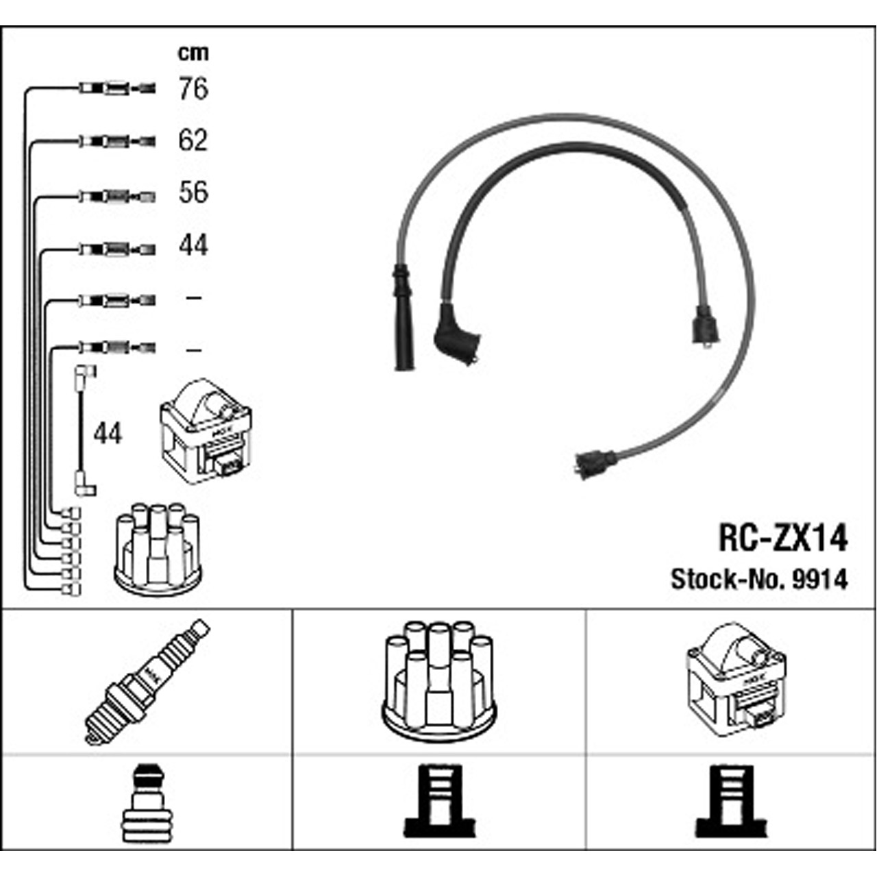 NGK 9914 RC-ZX14 Zündkabelsatz Zündleitungssatz MAZDA 626 III (GD) 2.2 12V 115 PS