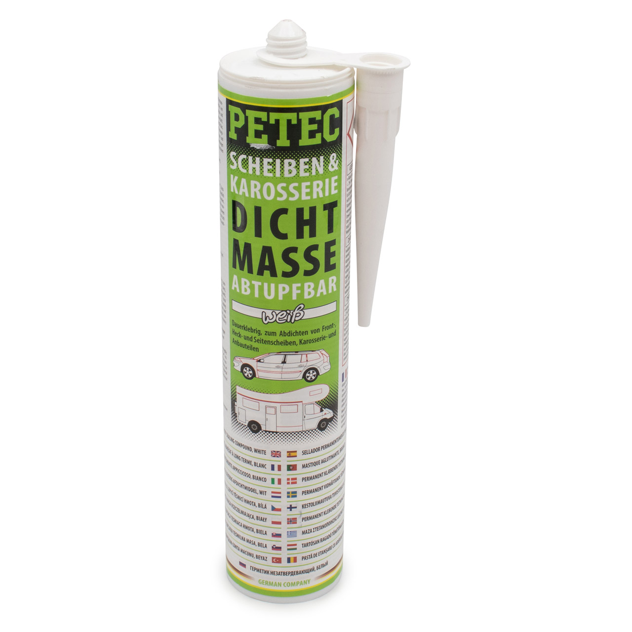 PETEC 83290 Scheiben & Karosserie Dichtmasse Scheibendichtmasse Abtupfbar weiß 310ml