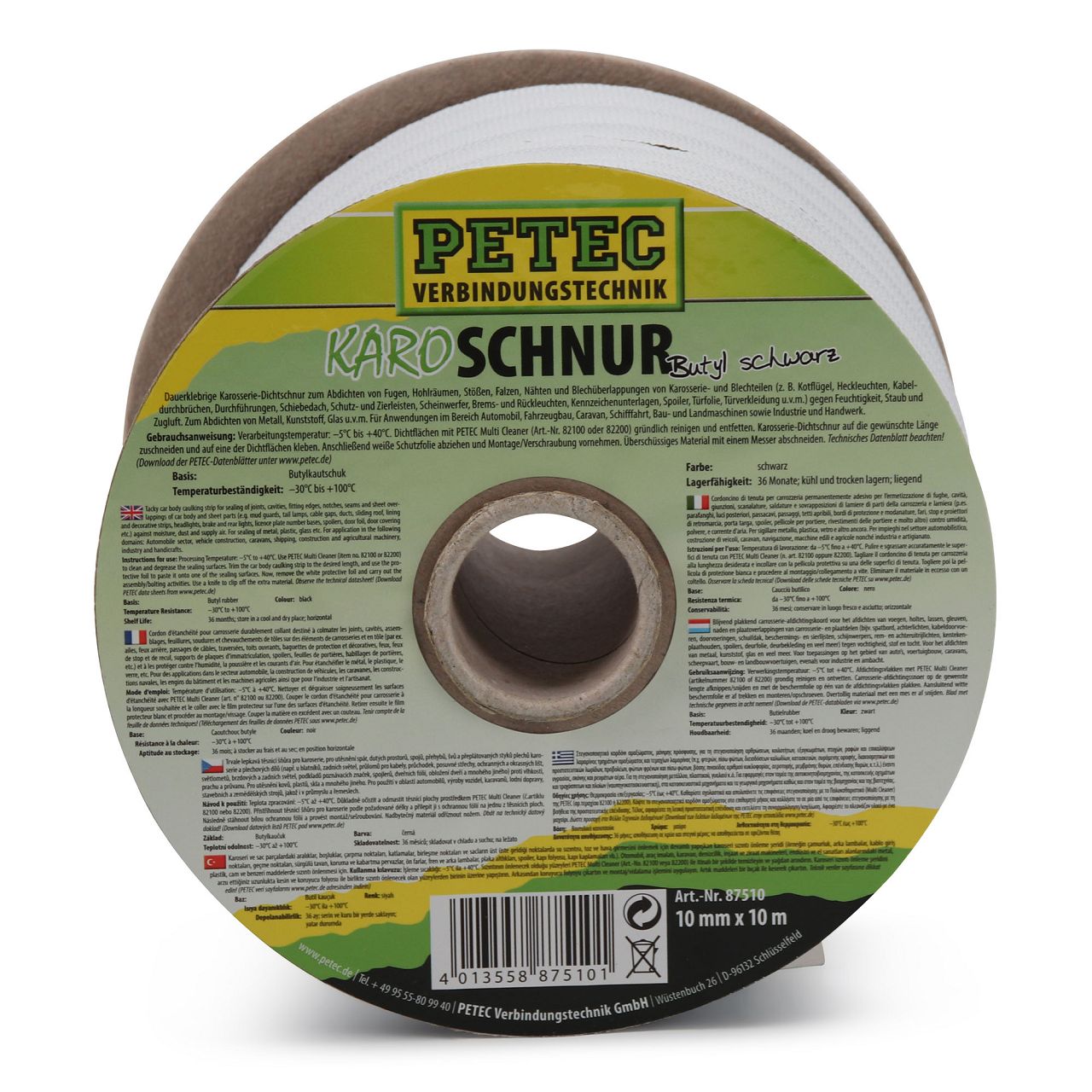 PETEC 87510 Karoschnur Karosseriedichtstoff Dichtschnur BUTYL SCHWARZ 10mm x 10m