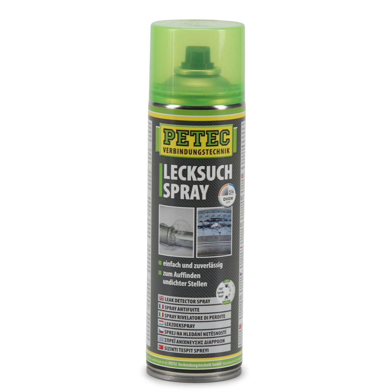 PETEC 70750 Lecksuchspray Prüfspray Leckfinder Spray Dichtheitsprüfung 400ml