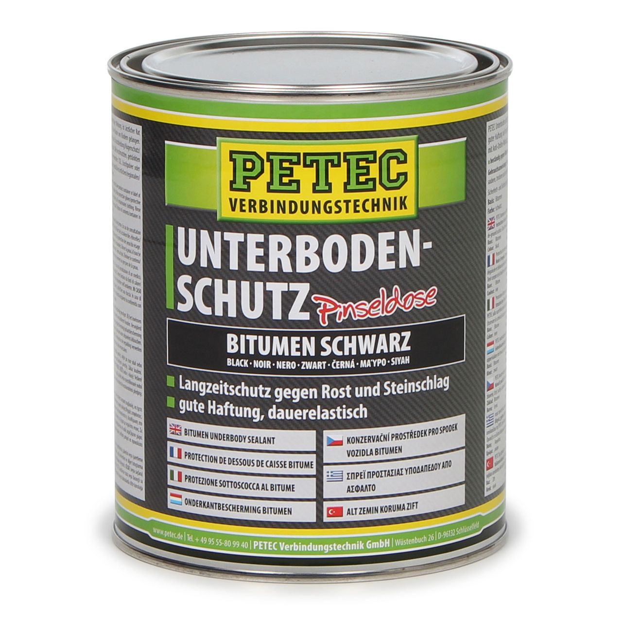 PETEC 73100 Unterbodenschutz Pinseldose BITUMEN SCHWARZ 1000ml 1 Liter