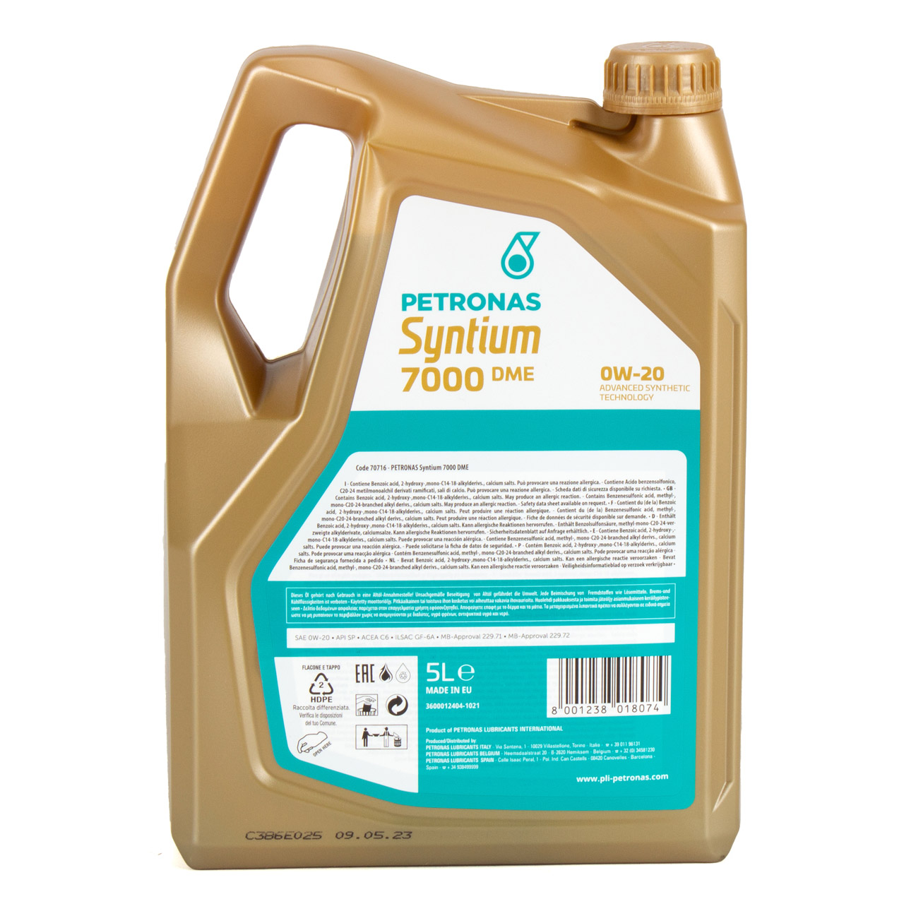 5L 5 Liter PETRONAS Syntium 7000 DME 0W-20 Motoröl Öl API SP ACEA C6 MB 229.71/72