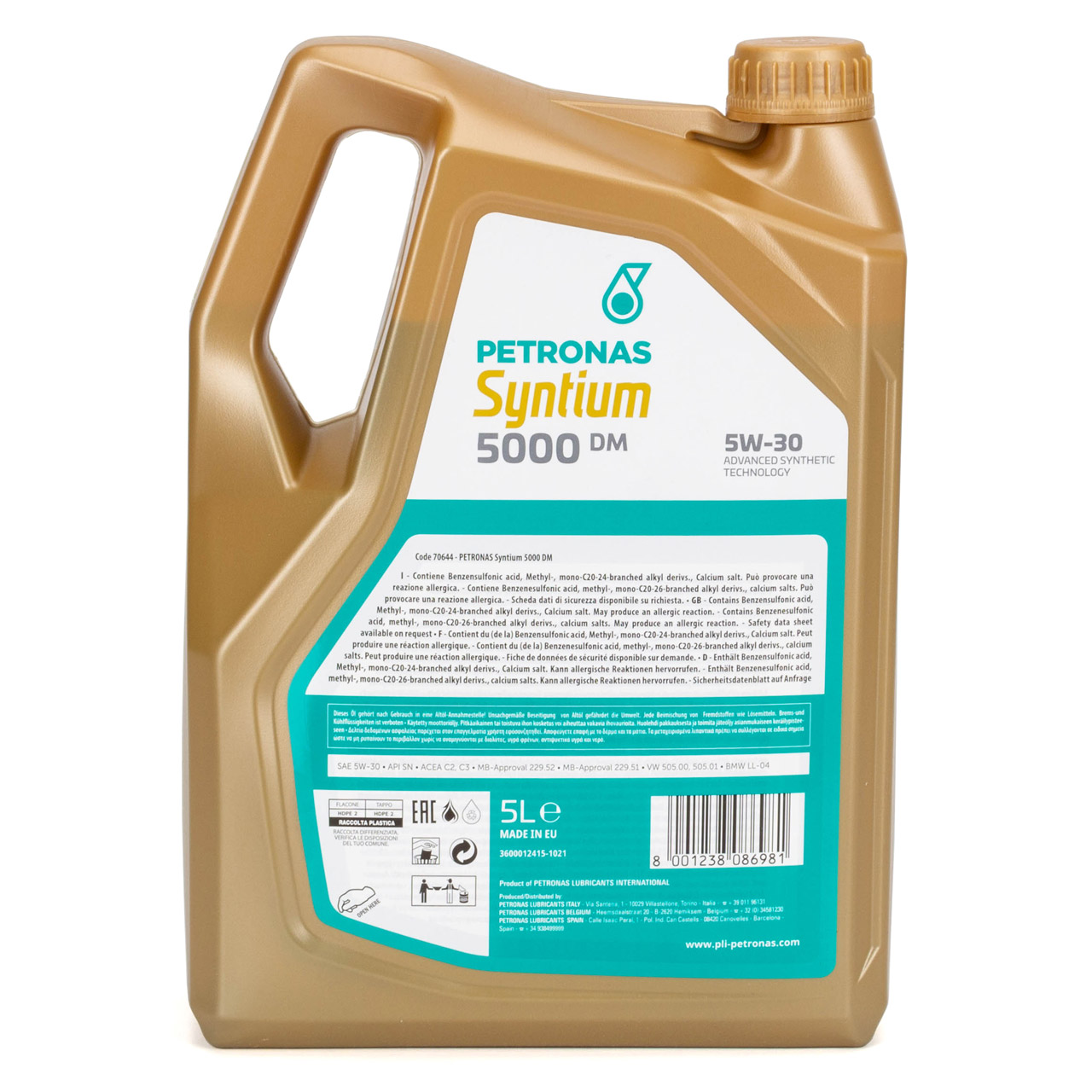 5L 5 Liter PETRONAS Syntium 5000 DM 5W-30 Motoröl Öl BMW LL-04 MB 229.51/52 VW 505.00/01