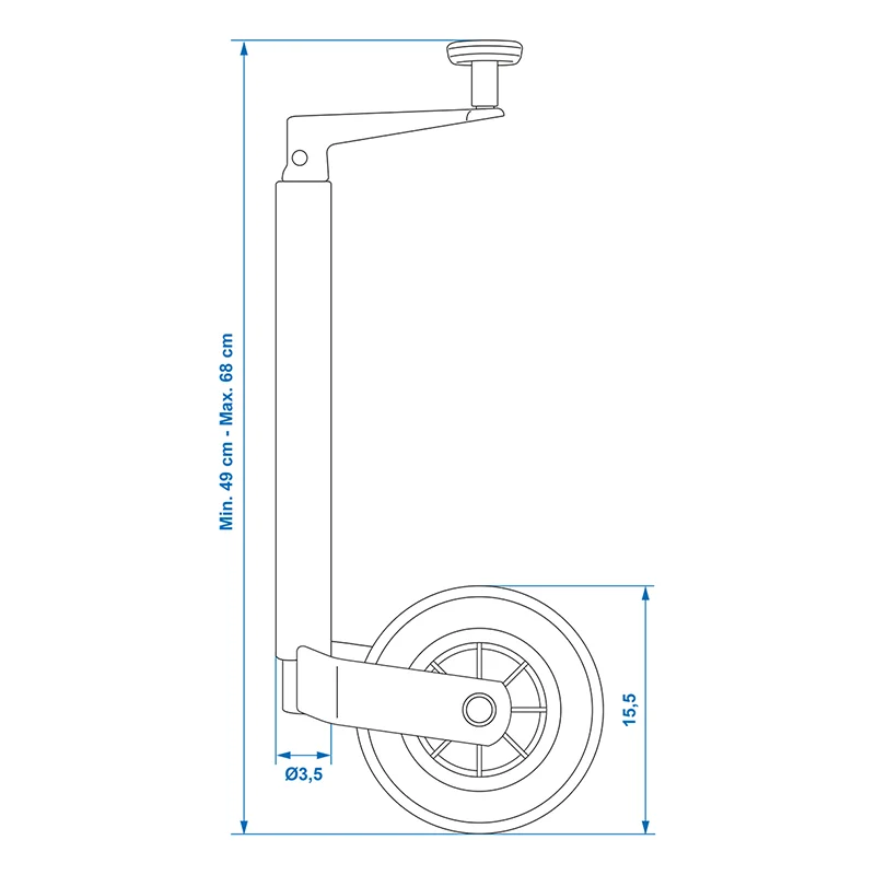 PROPLUS 341500 Stützrad Deichselrad Kunststoff-Felge Vollgummi-Reifen Ø35mm 125Kg 160x40mm