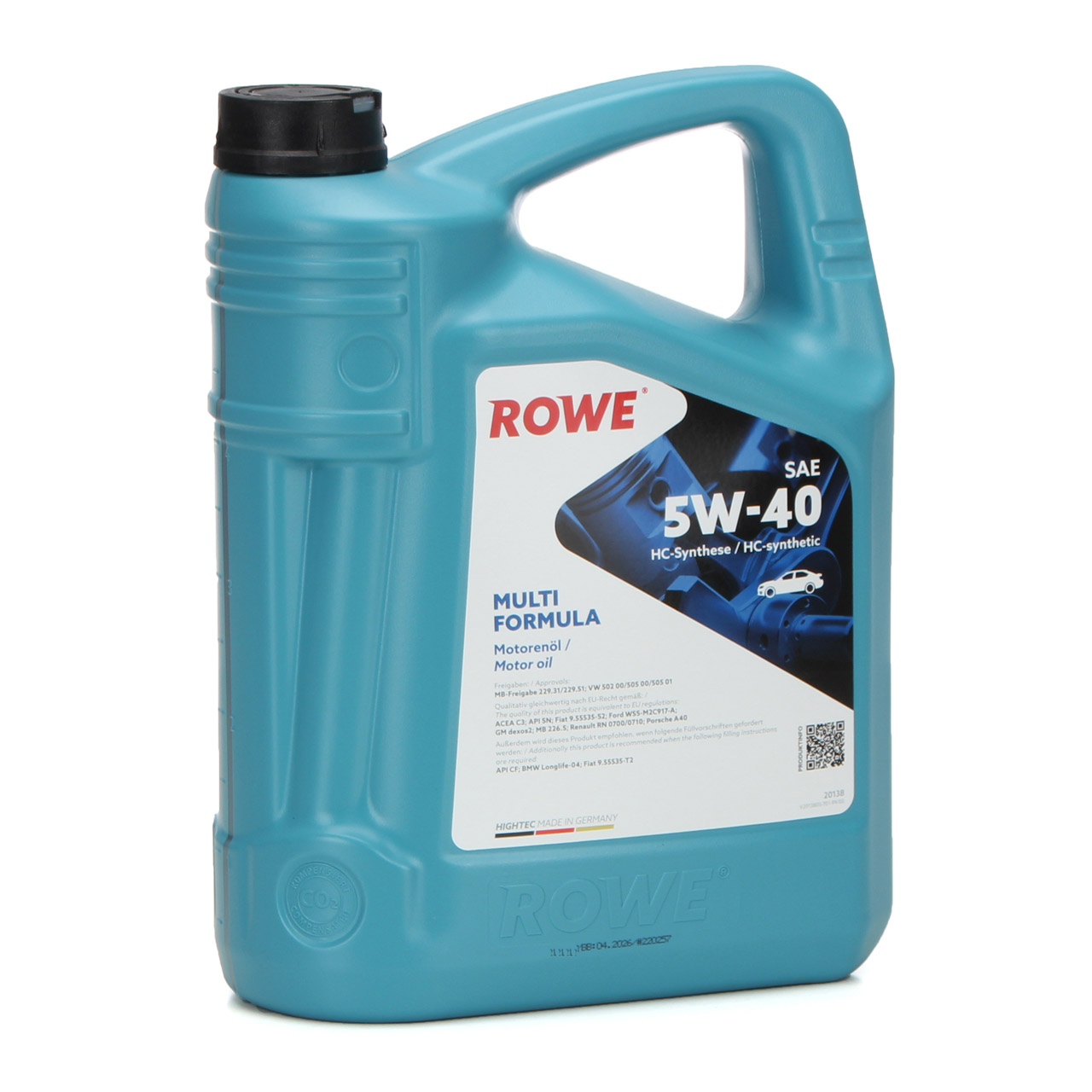 5L 5 Liter ROWE MULTI FORMULA 5W-40 5W40 Motoröl Öl MB 229.31/51 VW 505.00/505.01