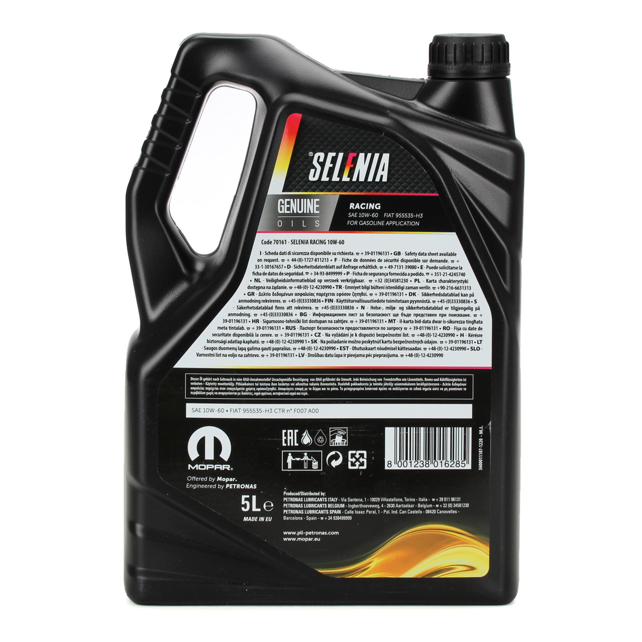 5L 5 Liter PETRONAS SELENIA Motoröl Öl RACING 10W60 10W-60 MOPAR FIAT 9.55535-H3