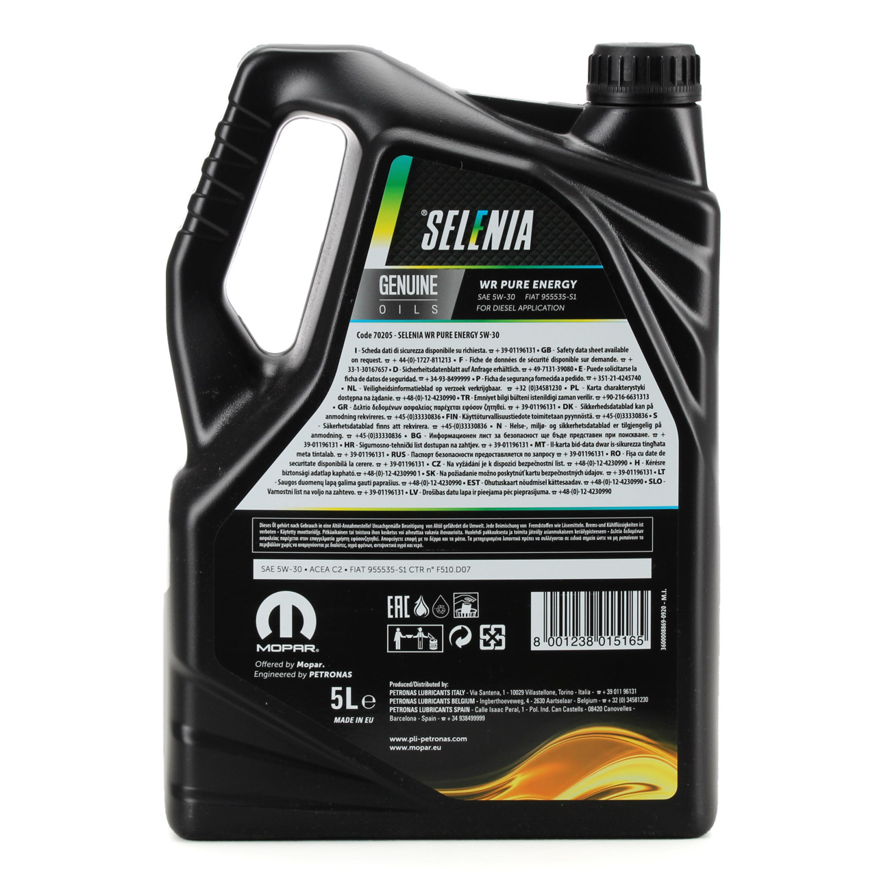 5L 5 Liter PETRONAS SELENIA WR PURE ENERGY 5W-30 Motoröl ACEA C3 MOPAR FIAT 9.55535-S1