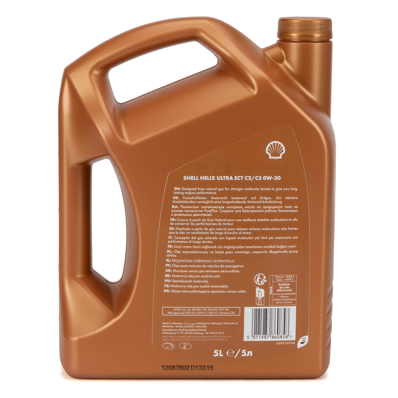 5L 5 Liter SHELL HELIX ULTRA ECT C2/C3 0W30 Motoröl Öl VW 504/507.00 MB 229.52