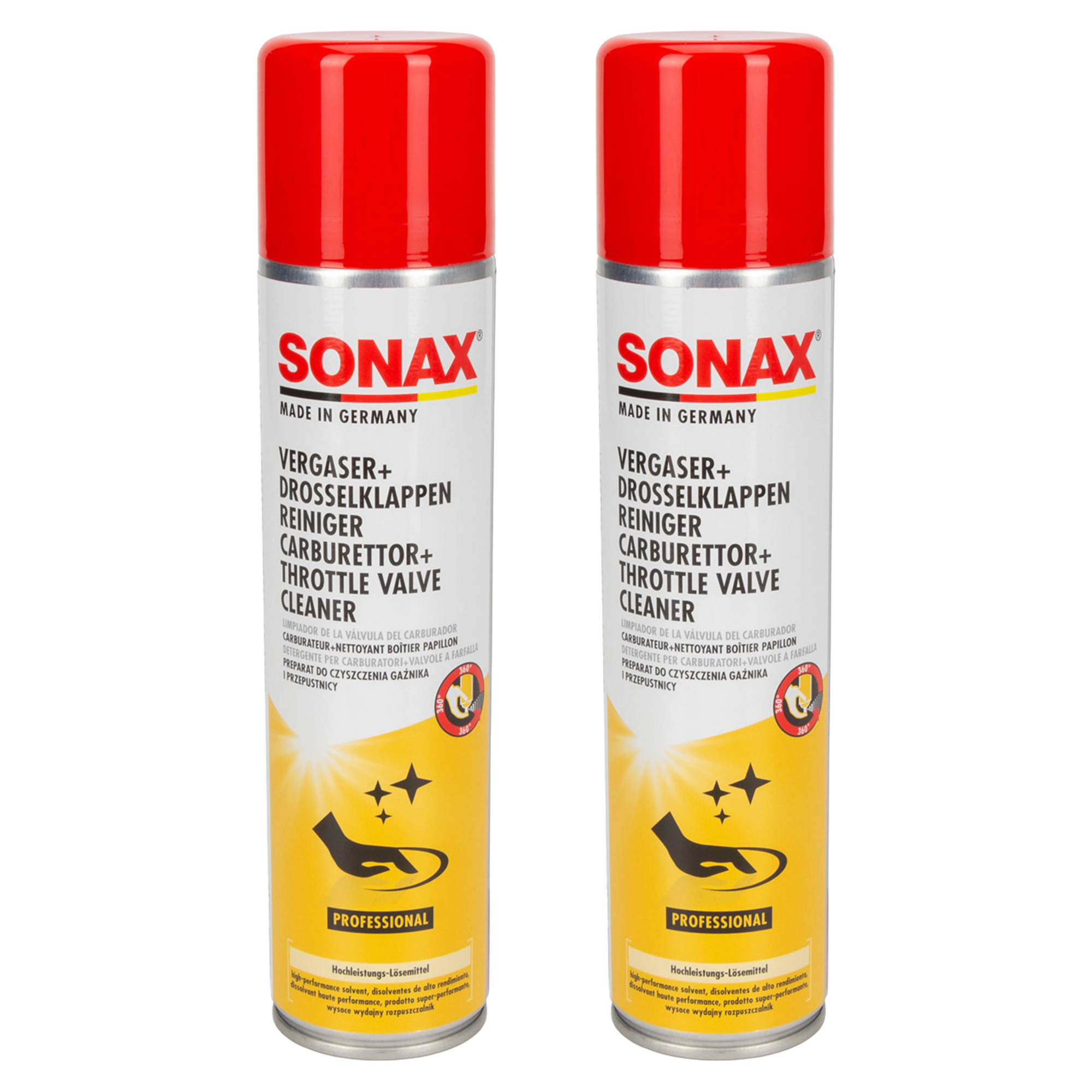 2x 400ml SONAX 04883000 Ventil Reiniger Drosselklappenreiniger + Vergaserreiniger