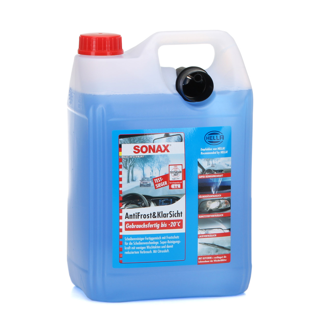 SONAX ANTIFROST & KLARSICHT bis -20°C 5 Liter + SONAX Scheibenenteiser 2x 500ml