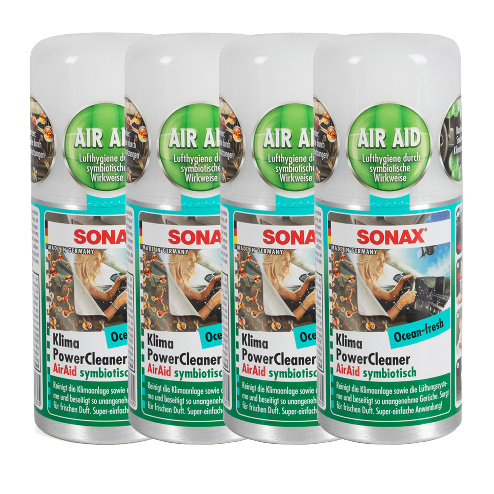 4x 100ml SONAX 03236000 PowerCleaner AirAid Klimareiniger Klimaanlagenreiniger OCEAN FRESH