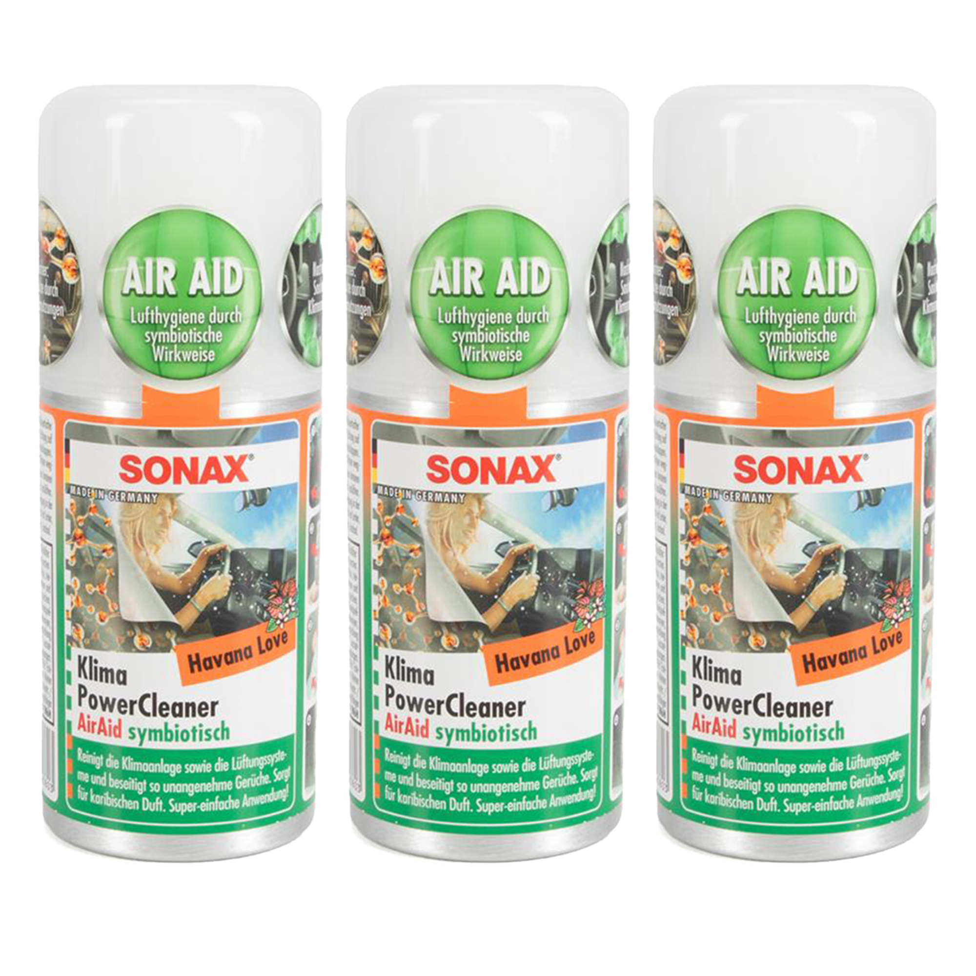 3x 100ml SONAX 03238000 PowerCleaner AirAid Klimareiniger Klimaanlagenreiniger HAVANA LOVE