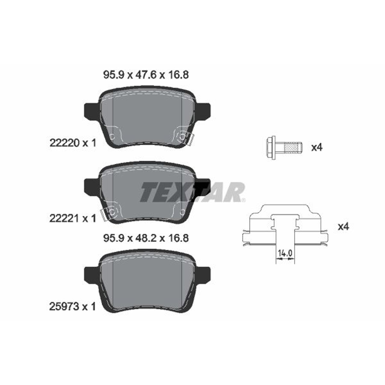 TEXTAR Bremsen Set Bremsscheiben + Bremsbeläge OPEL Adam Corsa E 15 Zoll hinten