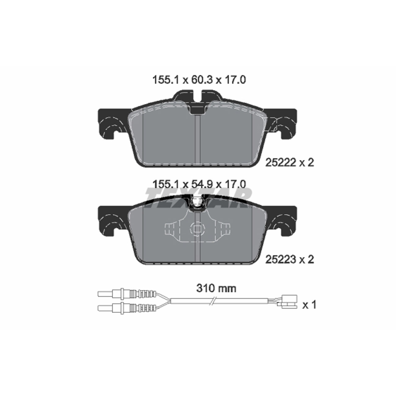 TEXTAR 2522201 Bremsbeläge + Warnkontaktsensor PEUGEOT 508 I mit 283mm vorne