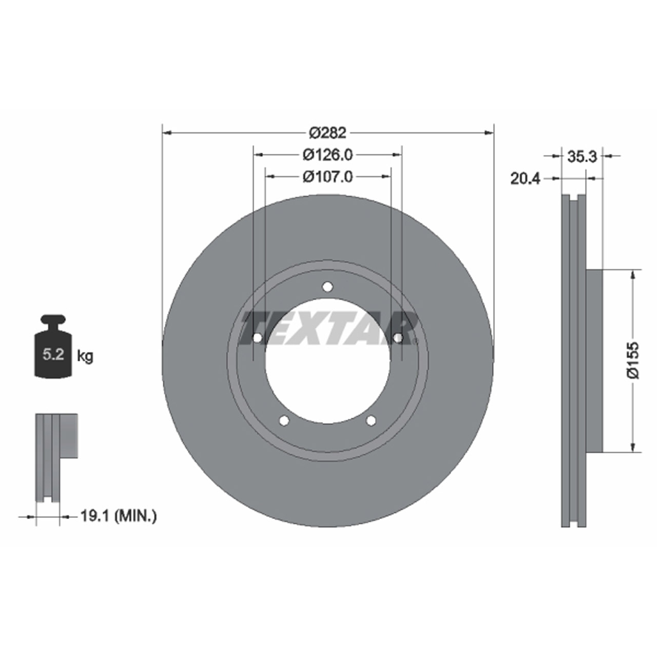 TEXTAR 92006105 Bremsscheiben Satz PORSCHE 911 2.0-3.0 1967-1983 924 944 bis 07.1988 vorne