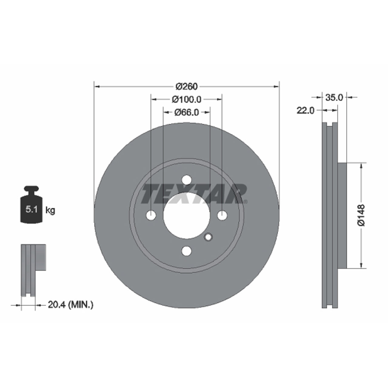 TEXTAR 92026503 Bremsscheiben Satz BMW 3er E30 316-325iX 324d/td mit ABS Z1 vorne