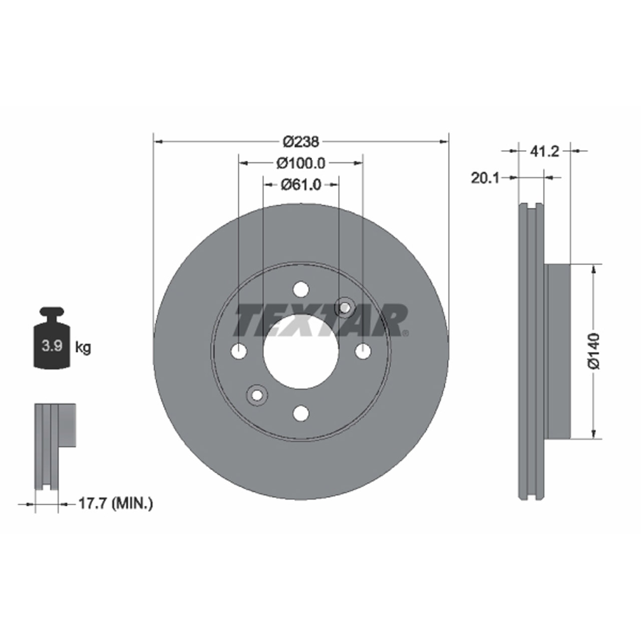 TEXTAR 92036203 Bremsscheiben Satz RENAULT Clio 1 2 Kangoo Megane 1 Thalia 1 vorne