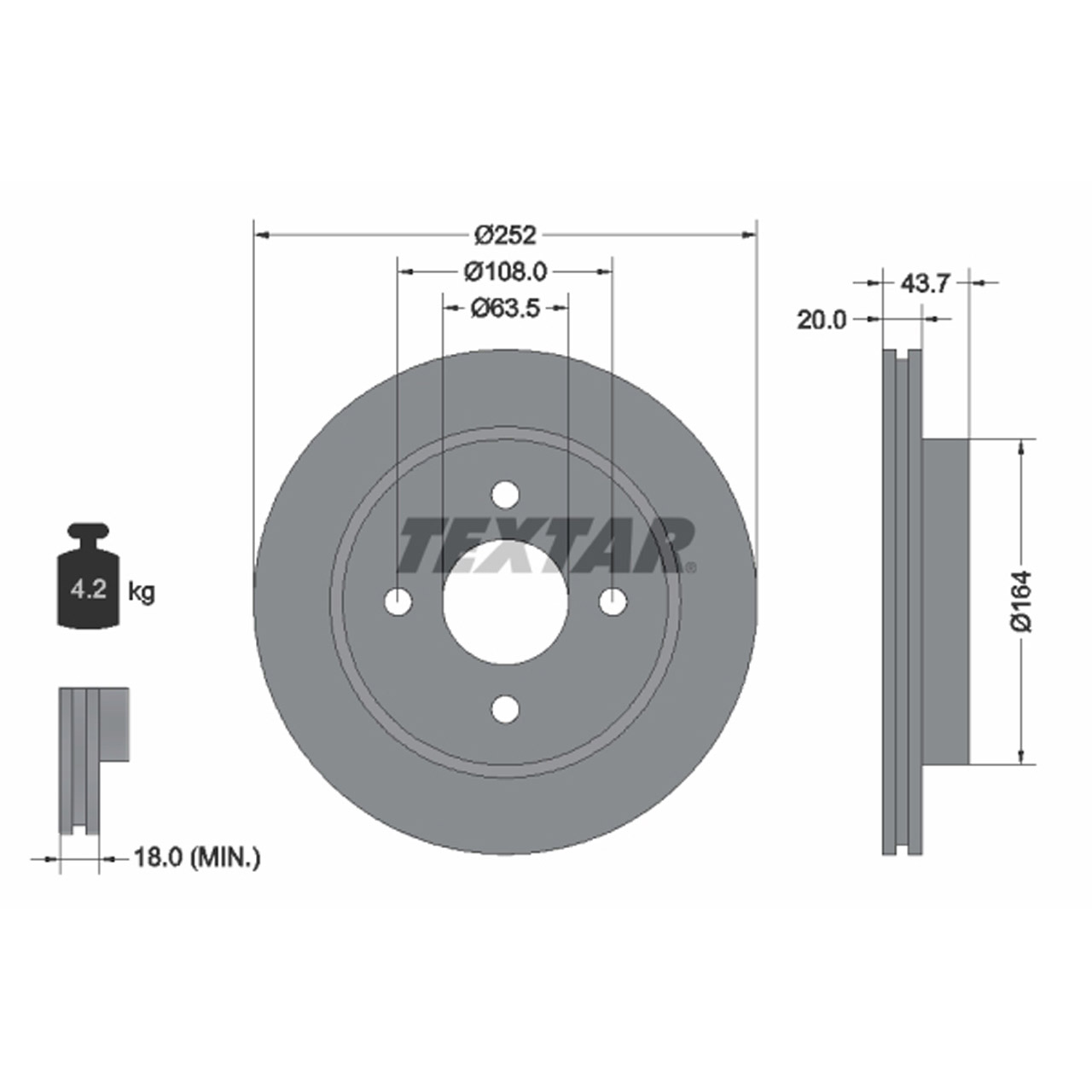 TEXTAR 92063603 Bremsscheiben Satz FORD Cougar Mondeo 1 2 Scorpio 2 hinten