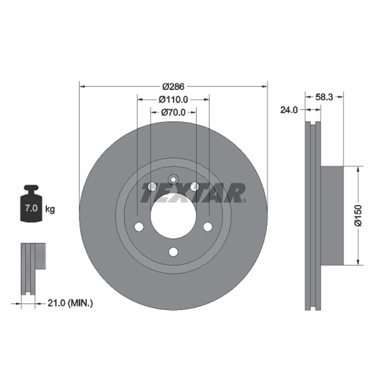 TEXTAR 92066903 Bremsscheiben Satz OPEL Omega B 2.0 / 16V bis Fgst. V1999999 vorne