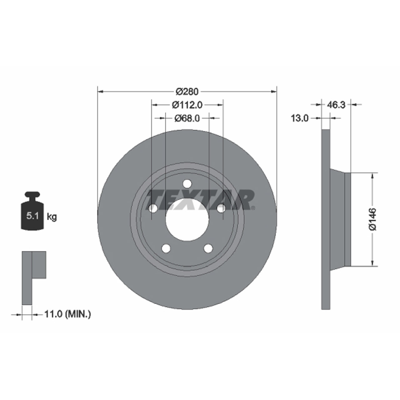 TEXTAR 92071605 Bremsscheiben Satz AUDI A4 B5 1.6 1.9 TDI PR-1LA bis Fgst. vorne