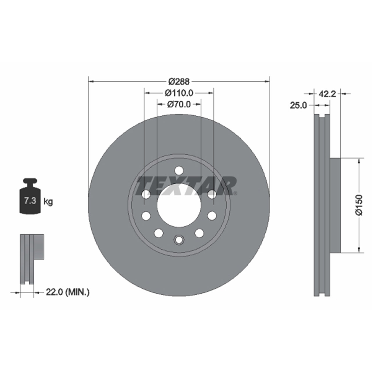 TEXTAR 92075603 Bremsscheiben Satz OPEL Calibra A Vectra B SAAB 900 II 9-3 9-5 vorne