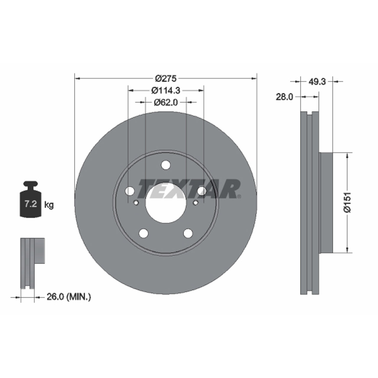 TEXTAR 92077703 Bremsscheiben Satz TOYOTA Avensis Verso M2 Camry V1 V2 Previa 2 R3 vorne