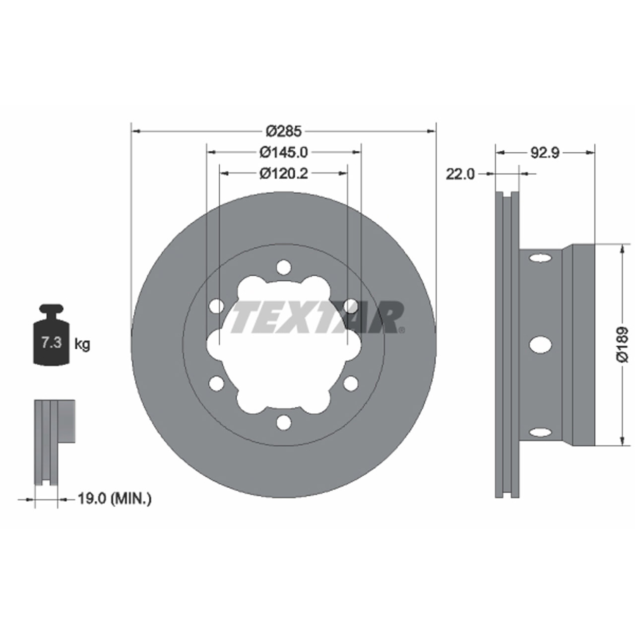 TEXTAR 92089803 Bremsscheiben Satz MERCEDES Sprinter B904 VW LT 28-46 II hinten