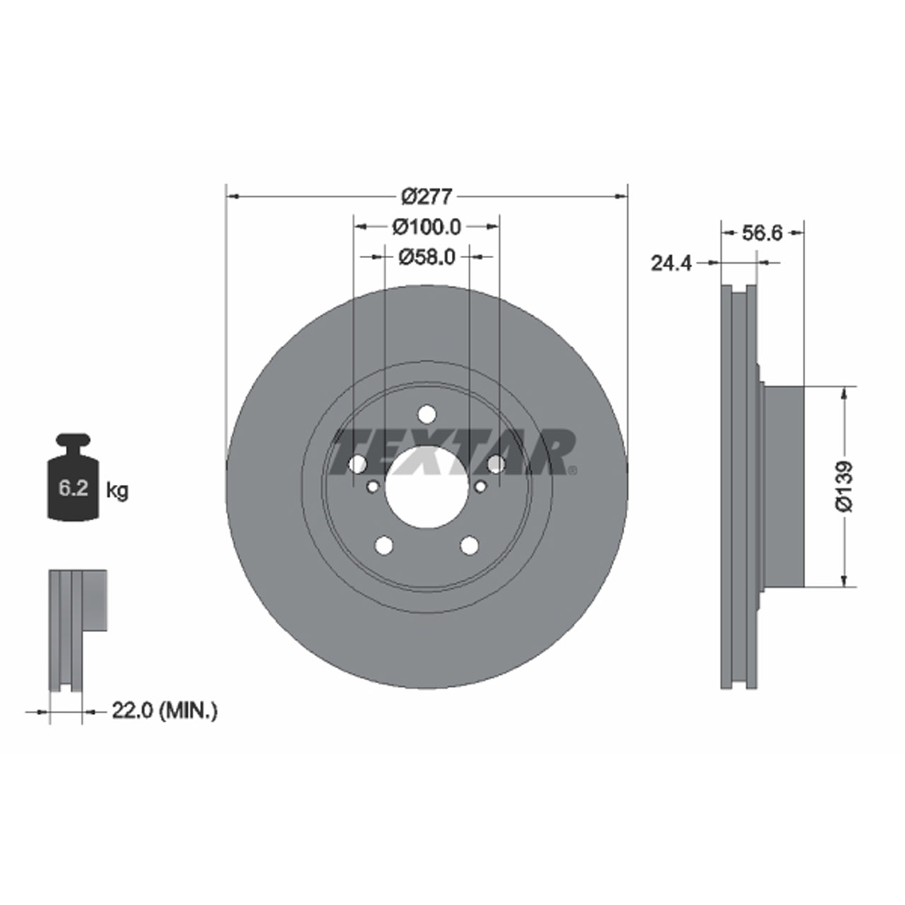 TEXTAR 92094603 Bremsscheiben Satz TOYOTA GT 86 (ZN6_) 2.0 200 PS 15 Zoll vorne