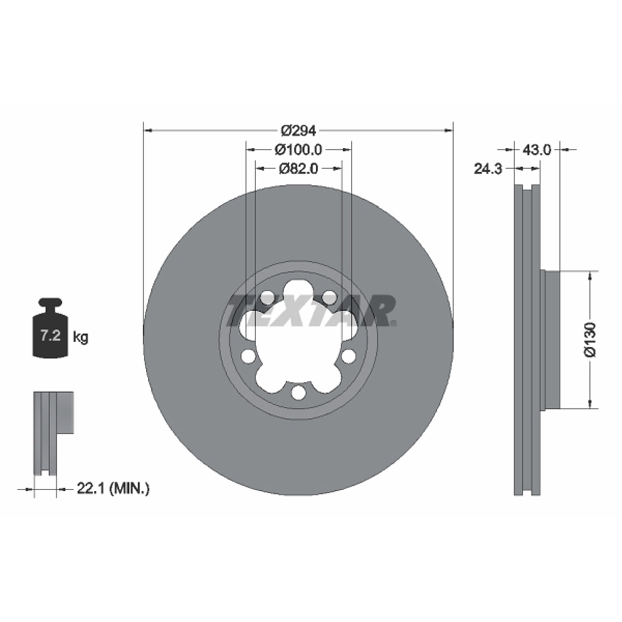 TEXTAR 92103803 Bremsscheiben Satz FORD Transit 330,350 01.2000-05.2006 vorne