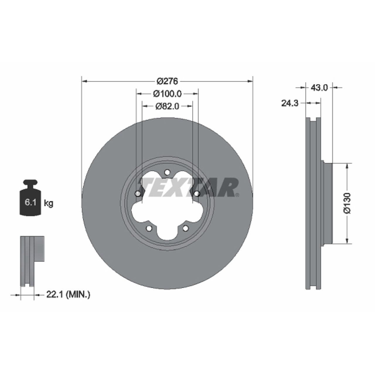 TEXTAR 92110003 Bremsscheiben Satz FORD Transit 260,280,300 08.2000-05.2006 vorne