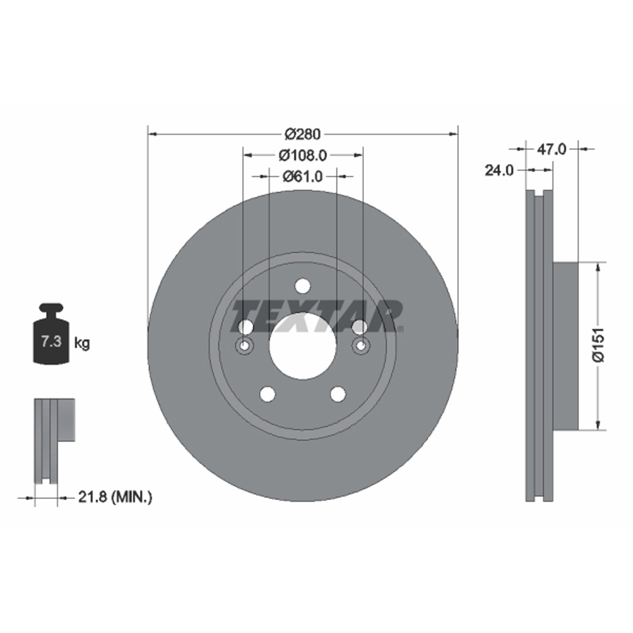 TEXTAR 92118903 Bremsscheiben Satz RENAULT Laguna 2 1.6-2.0 6V 1.9 dCi vorne