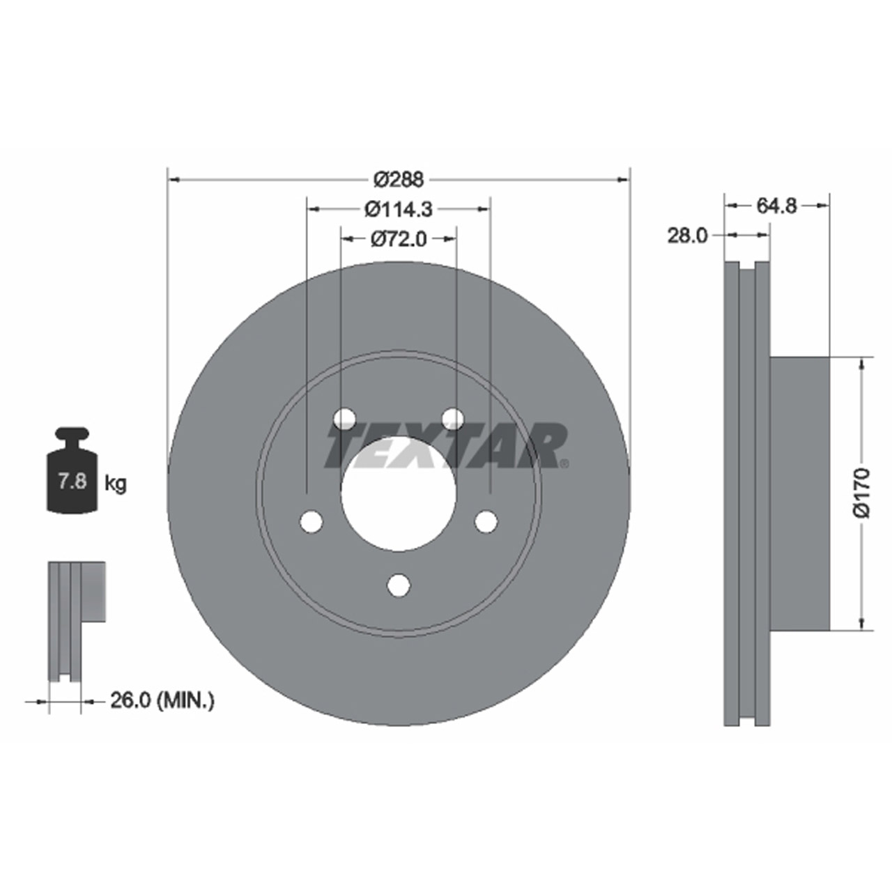 TEXTAR 92119705 Bremsscheiben Satz JEEP Cherokee (KJ) 09.2001-01.2008 vorne