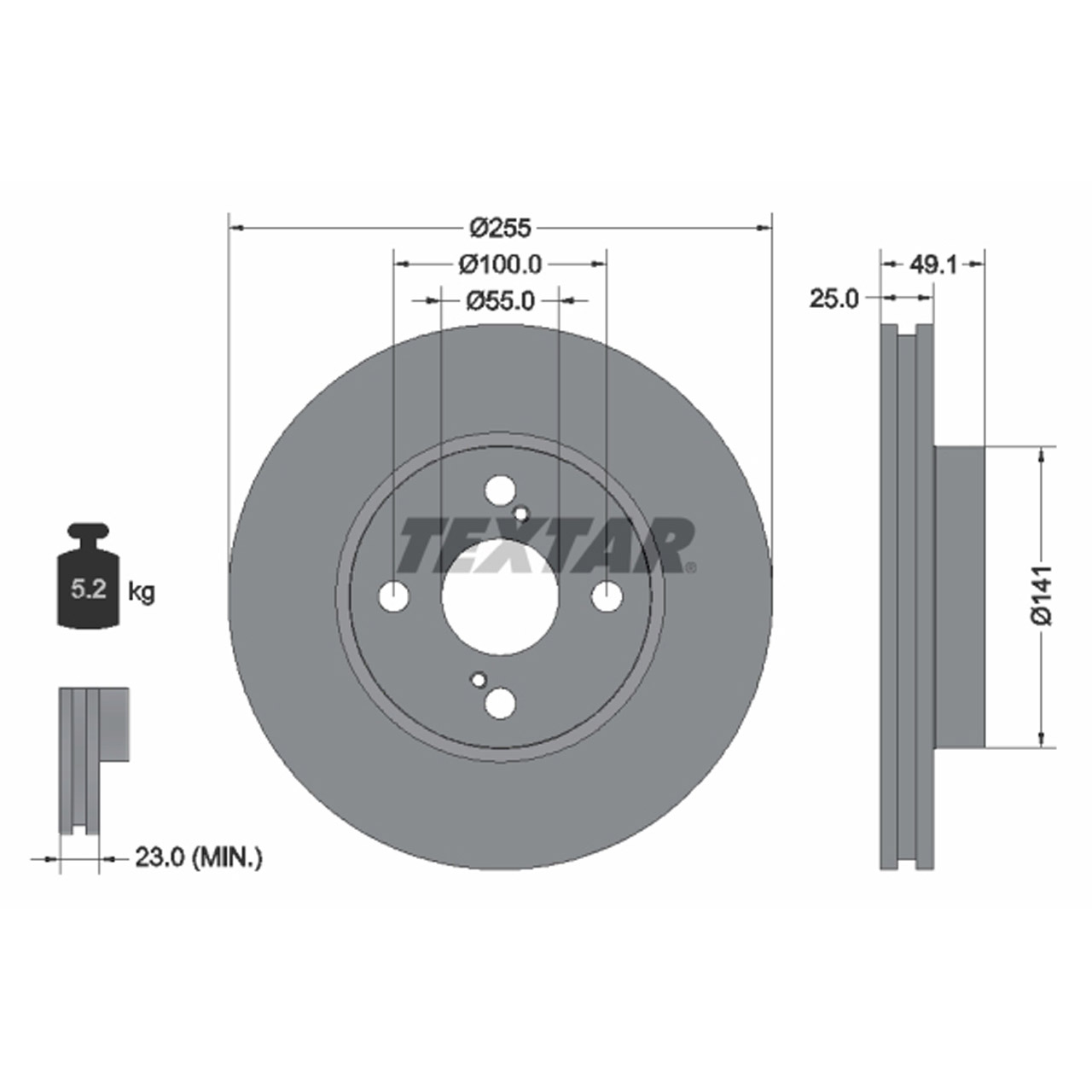 TEXTAR 92125903 Bremsscheiben Satz TOYOTA Corolla (_E12_) 1.6 VVT-i Prius (_W1_) vorne