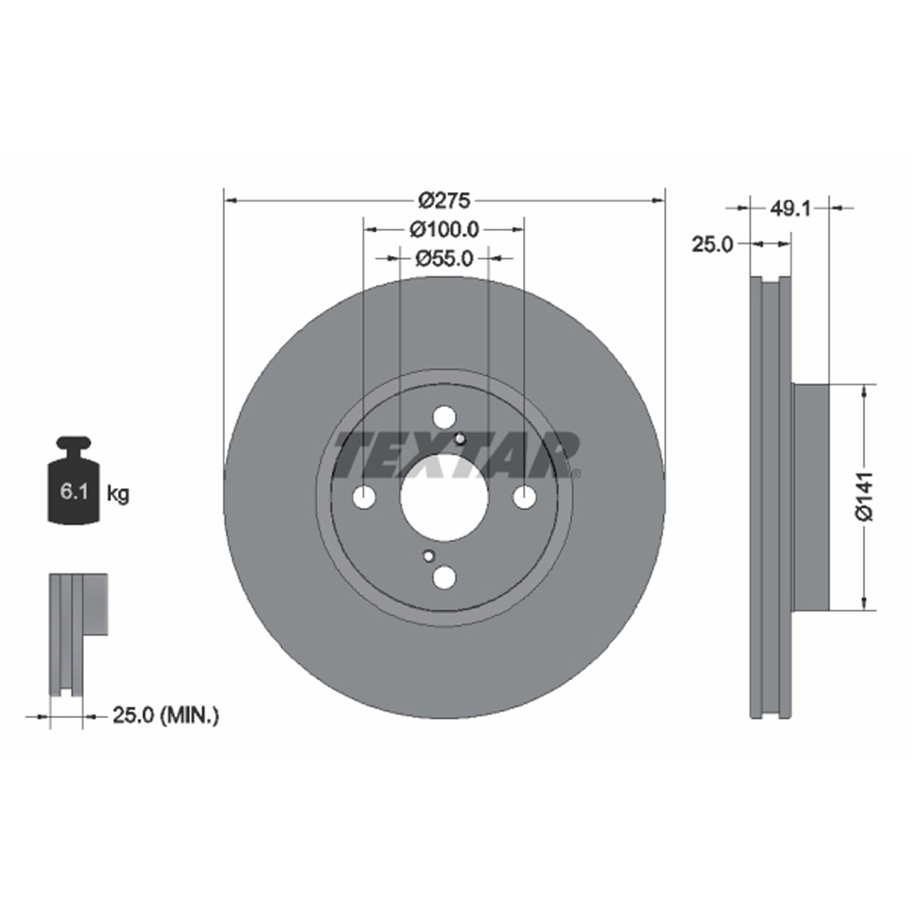 TEXTAR 92126003 Bremsscheiben Satz TOYOTA Corolla (_E12_) 1.8 1.4 D 2.0 D-4D vorne