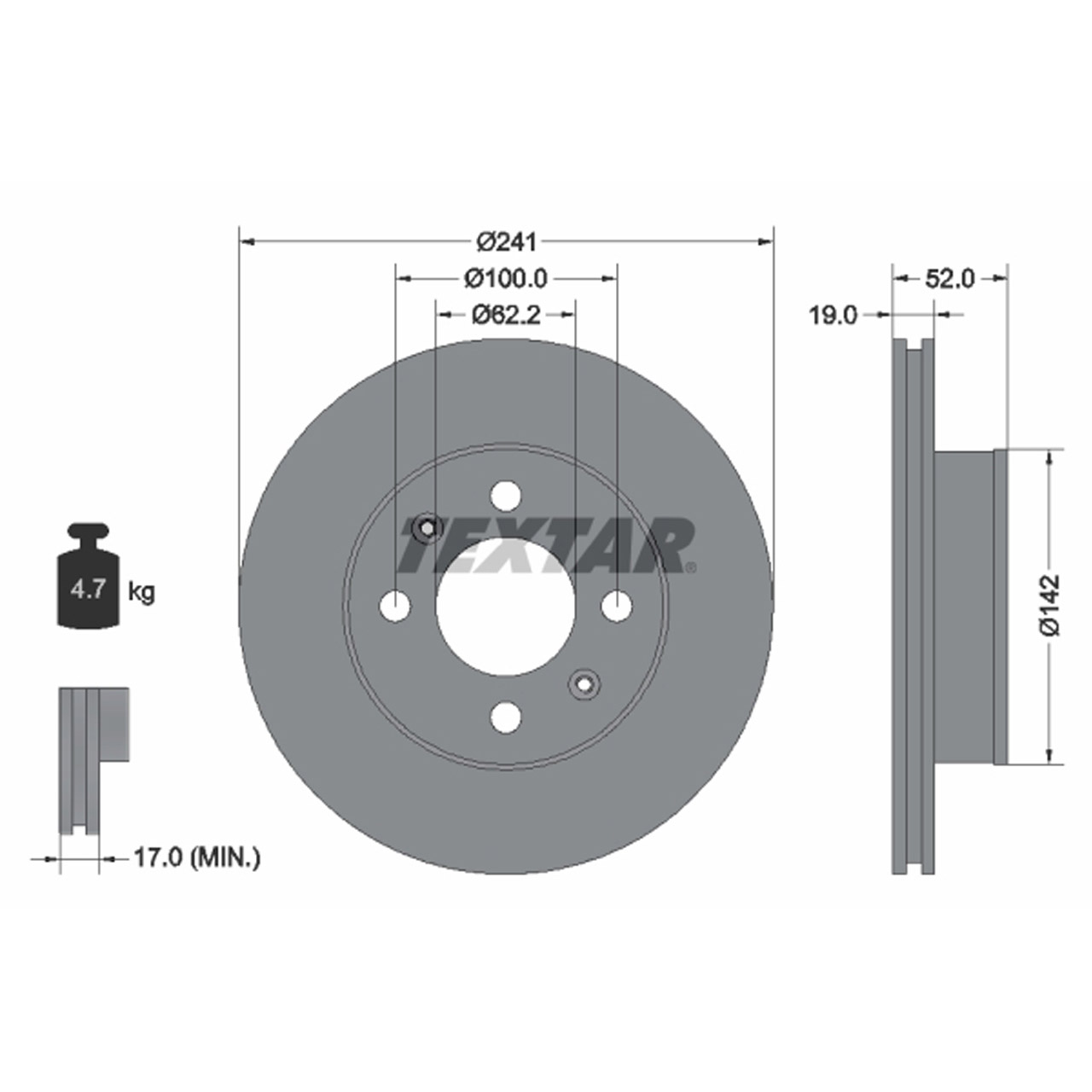 TEXTAR 92128503 Bremsscheiben Satz HYUNDAI Accent 2 (LC) 1.3 1.5 / CRDi 1.6 vorne