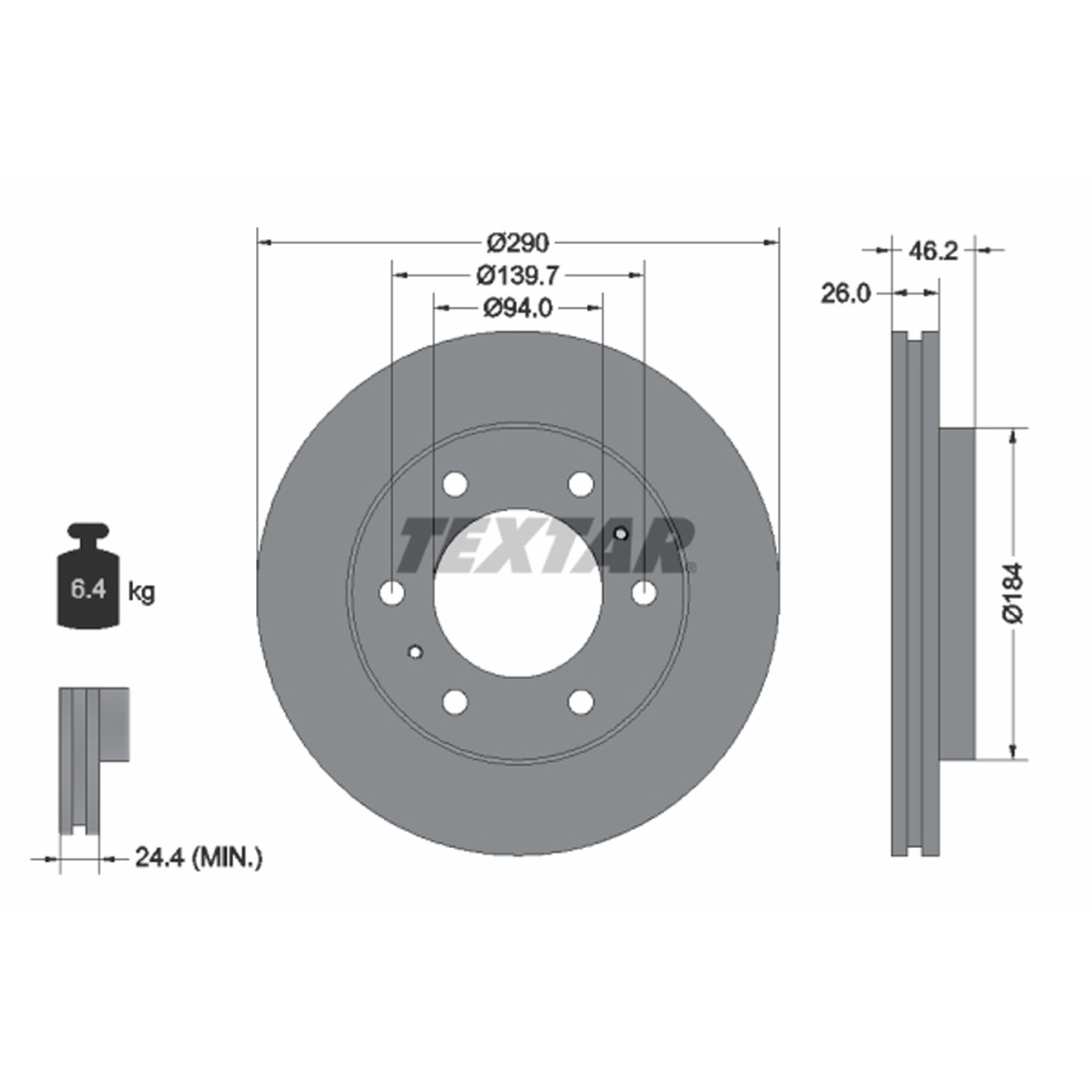 TEXTAR 92128803 Bremsscheiben Satz MITSUBISHI Pajero 3 3.5 2.5 TDi 3.2 DI-D vorne